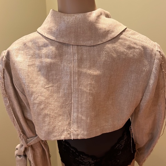 Paul Hardy Linen Shrug With Metallic Thread One Sleeve Has Long Linen Belt 8 - Picture 6 of 11